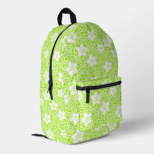 Heldergroene retro polka stippen met bloemmotief bedrukte rugzak