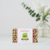 Heldergroene Retro Stove Giraffe Chef Caterer Visitekaartje (Staand voorkant)