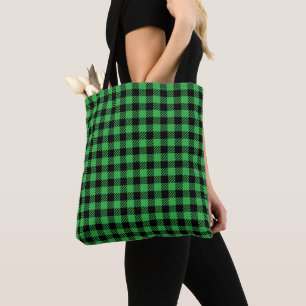 HELDERGROENE & RODE BUFFEL KERSTPLAID TOTE BAG