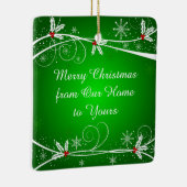 Heldergroene rode en witte Holly  wervelingen Keramisch Ornament (Rechts)