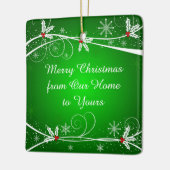 Heldergroene rode en witte Holly  wervelingen Keramisch Ornament (Links)