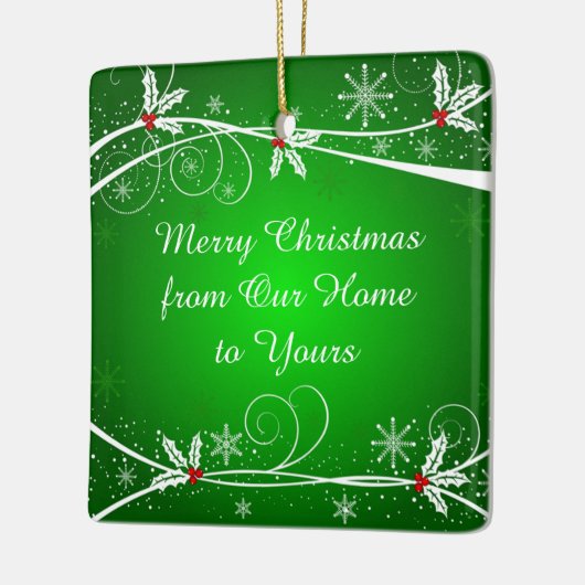 Heldergroene rode en witte Holly  wervelingen Keramisch Ornament (Links)