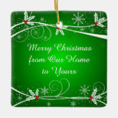 Heldergroene rode en witte Holly  wervelingen Keramisch Ornament (Voorkant)