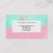 Heldergroene roze waterverf penseelstreken visitekaartje (Achterkant)