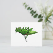 Heldergroene sprinkhaan Insect Cartoon Briefkaart (Staand voorkant)