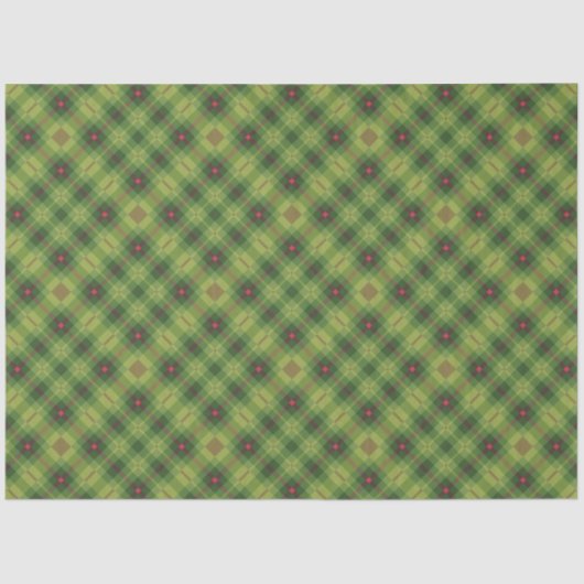 Heldergroene Tartan Plaid Kleurrijke Kerst Tissuepapier (Voorkant)