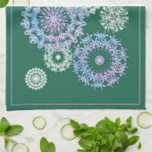 Heldergroene theehanddoeken met Waterverf sneeuwvl Theedoek (Gevouwen)