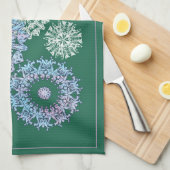 Heldergroene theehanddoeken met Waterverf sneeuwvl Theedoek (Quarter Fold)