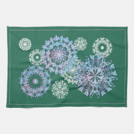 Heldergroene theehanddoeken met Waterverf sneeuwvl Theedoek