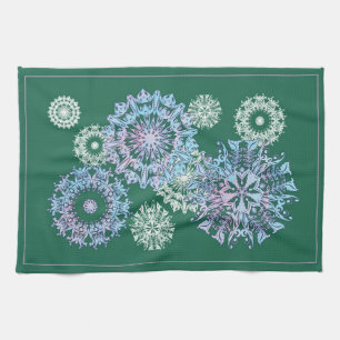 Heldergroene theehanddoeken met Waterverf sneeuwvl Theedoek