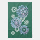 Heldergroene theehanddoeken met Waterverf sneeuwvl Theedoek (Verticaal)