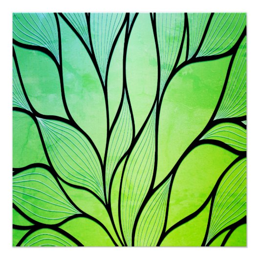 Heldergroene tinten creatief verlofpatroon perfect poster (Voorkant)