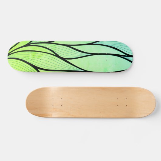Heldergroene tinten creatief verlofpatroon persoonlijk skateboard (Horizontaal)