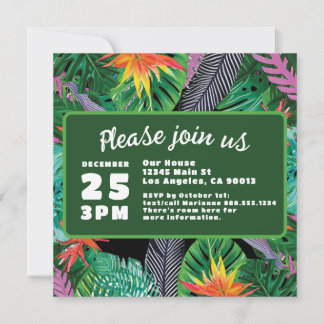 Heldergroene tropische jungle bestemmingshuwelijk save the date