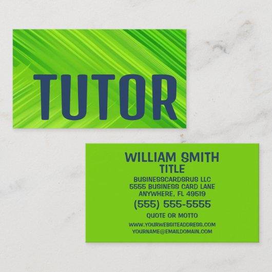 Heldergroene Tutor Visitekaartje (Voorkant / Achterkant)