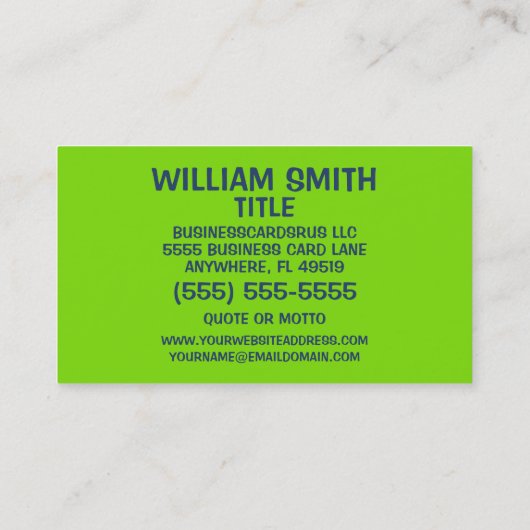 Heldergroene Tutor Visitekaartje (Achterkant)