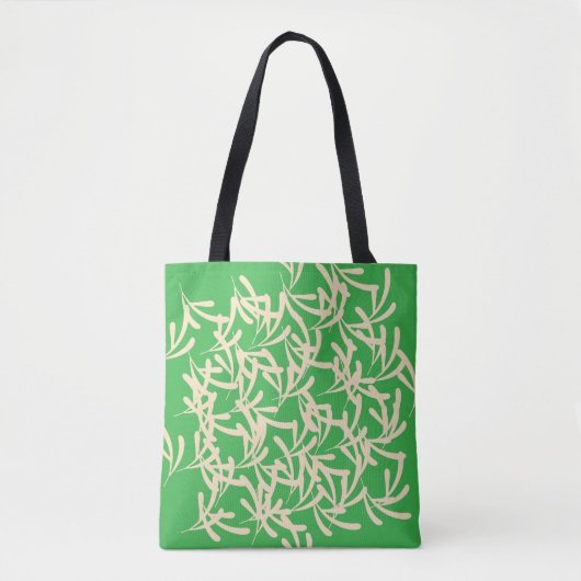 Heldergroene versierde decoratieve  tote bag (Voorkant)