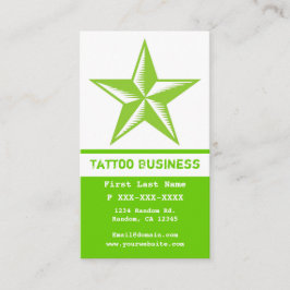 Heldergroene visitekaartjes met witte tattoos ster