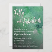 Heldergroene Waterverf Glitter Vijftig en Fabulous Kaart (Voorkant)