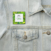 Heldergroene Waterverf palmbladeren Groot vierkant Naamplaatje (In situ)