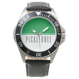 Heldergroene witte kleurbloktekst PICKLEBALL Horloge