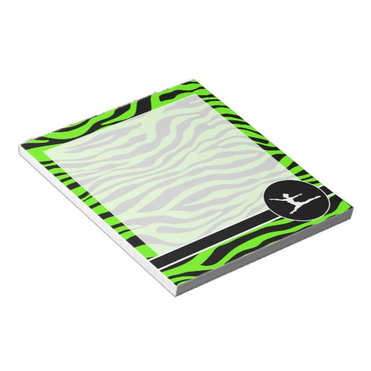 Heldergroene Zebrastrips; ballet Notitieblok (Schuin)