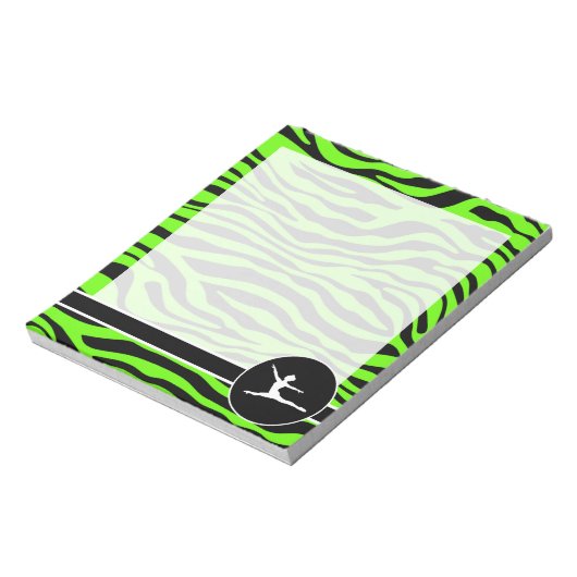 Heldergroene Zebrastrips; ballet Notitieblok (Linkerzijde)