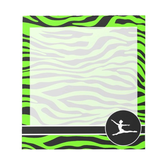 Heldergroene Zebrastrips; ballet Notitieblok (Voorkant)