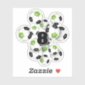 heldergroene zwarte voetbal gepersonaliseerd sticker (Vel)