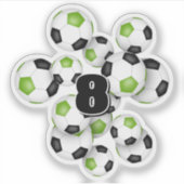 heldergroene zwarte voetbal gepersonaliseerd sticker (Voorkant)