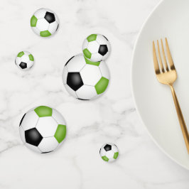 Heldergroene zwarte voetballen kinder partij confetti