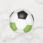 Heldergroene zwarte voetballen kinder partij confetti (Kleine voorkant)