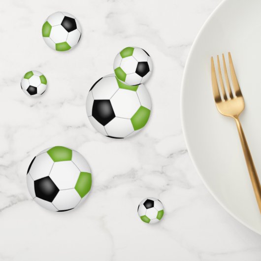 Heldergroene zwarte voetballen kinder partij confetti (Groep)