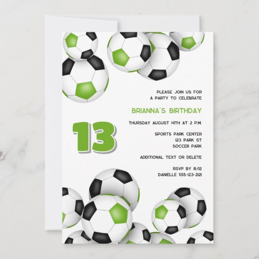 Heldergroene zwarte voetballen Kinderverjaardag Kaart (Voorkant)