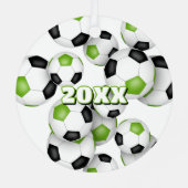 Heldergroene zwarte voetballen sport keepsake metalen ornament (Achterkant)