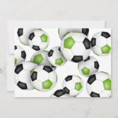 Heldergroene zwarte voetballen verjaardagsfeestje kaart (Achterkant)