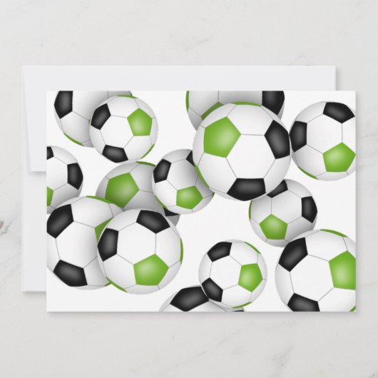 Heldergroene zwarte voetballen verjaardagsfeestje kaart (Achterkant)