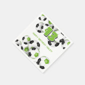 Heldergroene zwarte voetballen verjaardagsfeestje servet (Hoek)