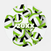 Heldergroene zwarte volleyballen atleet naam metalen ornament (Achterkant)