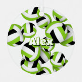 Heldergroene zwarte volleyballen atleet naam metalen ornament (Voorkant)