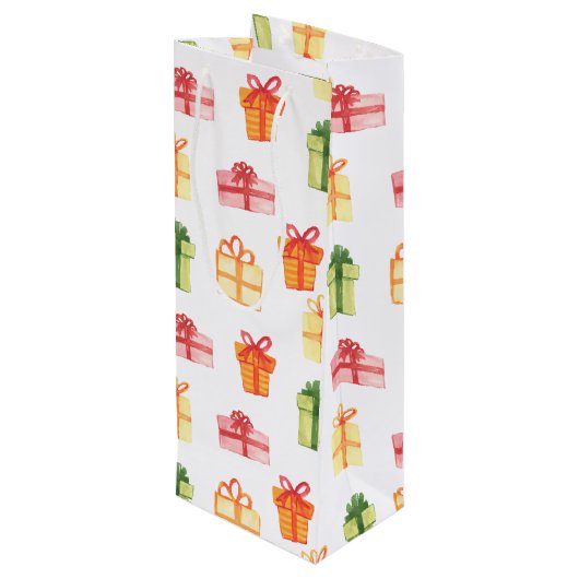 Helderhandgetekende Waterverf Cadeerpakket Wijn Cadeautas (Achterkant Gekanteld)