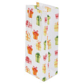 Helderhandgetekende Waterverf Cadeerpakket Wijn Cadeautas (Voorkant Gekanteld)