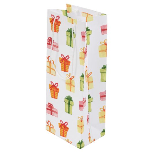 Helderhandgetekende Waterverf Cadeerpakket Wijn Cadeautas (Voorkant Gekanteld)