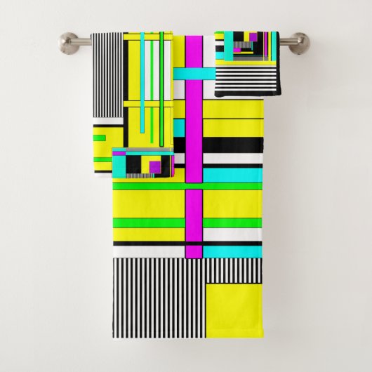 Helderheid abstracte geometrische neonpatroonwerpl bad handdoek (Insitu)