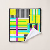 Helderheid abstracte geometrische neonpatroonwerpl bad handdoek (Wasdoekje)