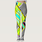 Helderheid abstracte geometrische neonpatroonwerpl leggings (Voorkant)