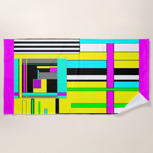 Helderheid abstracte geometrische neonpatroonwerpl strandlaken (Voorkant)