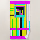 Helderheid abstracte geometrische neonpatroonwerpl strandlaken (Voorkant)
