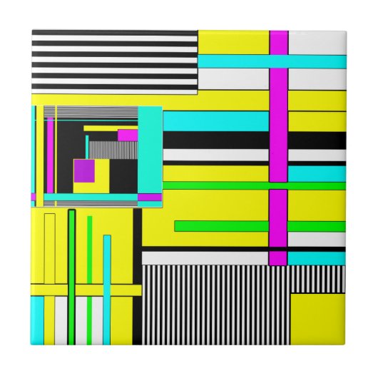 Helderheid abstracte geometrische neonpatroonwerpl tegeltje (Voorkant)