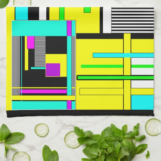 Helderheid abstracte geometrische neonpatroonwerpl theedoek (Gevouwen)